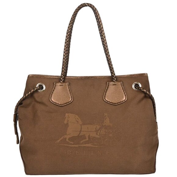 Celine Brown Canvas Tote Handbag SC-SA-1027 XX50100 - Picture 1 of 9